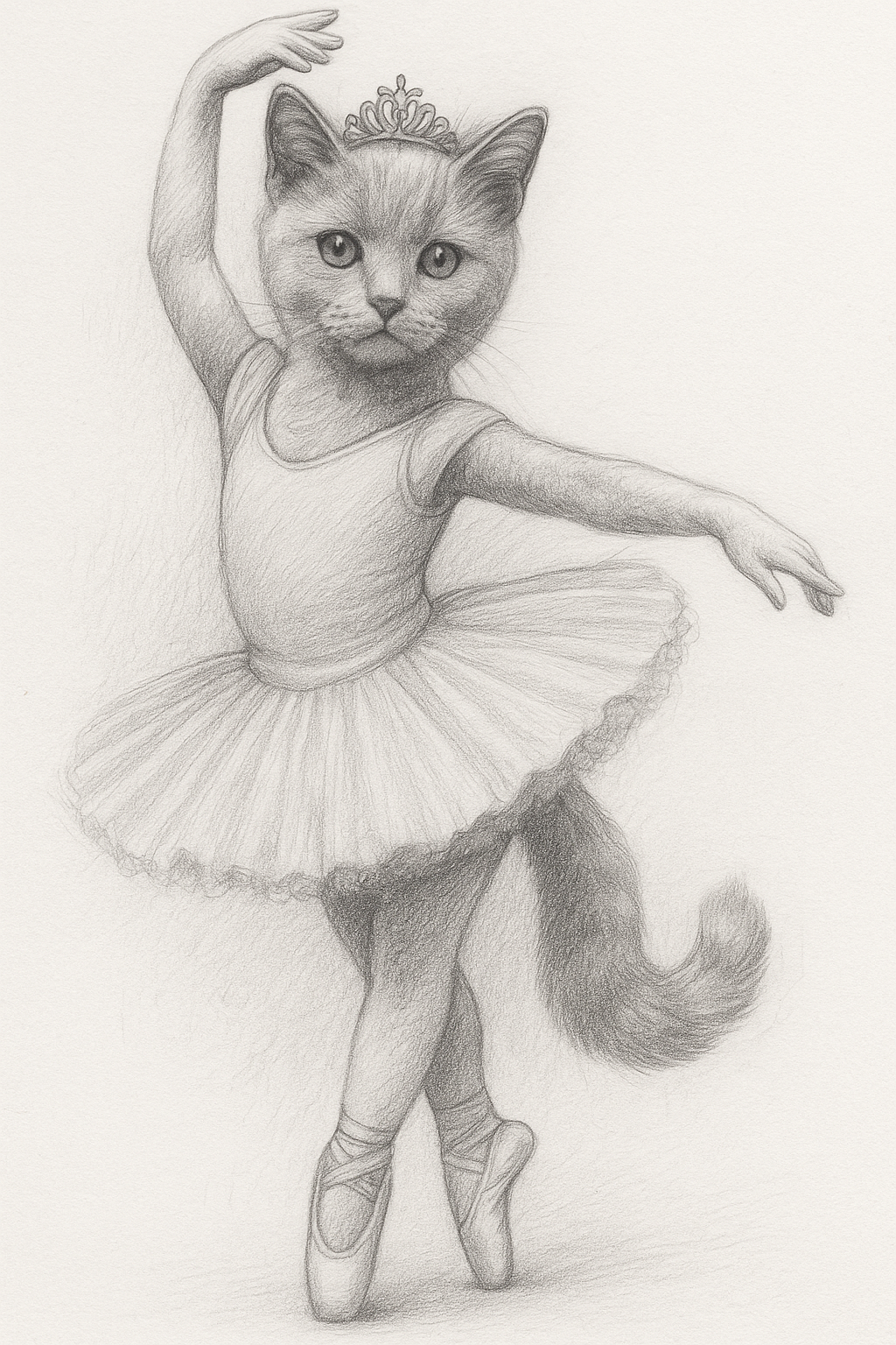 Ballerina Cat Portrait – Graceful Custom Artwork
