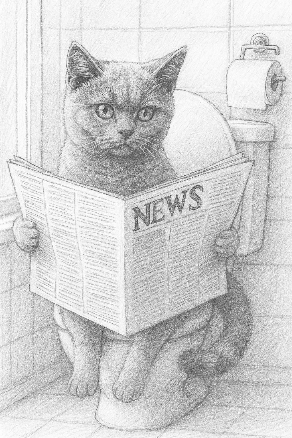 Cat Toilet Humor Cat Portrait