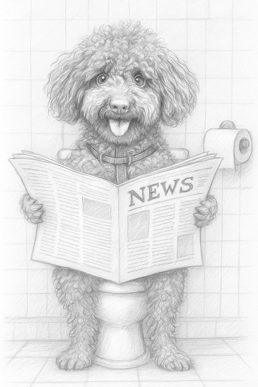 Dog Toilet Humor Pet Portrait