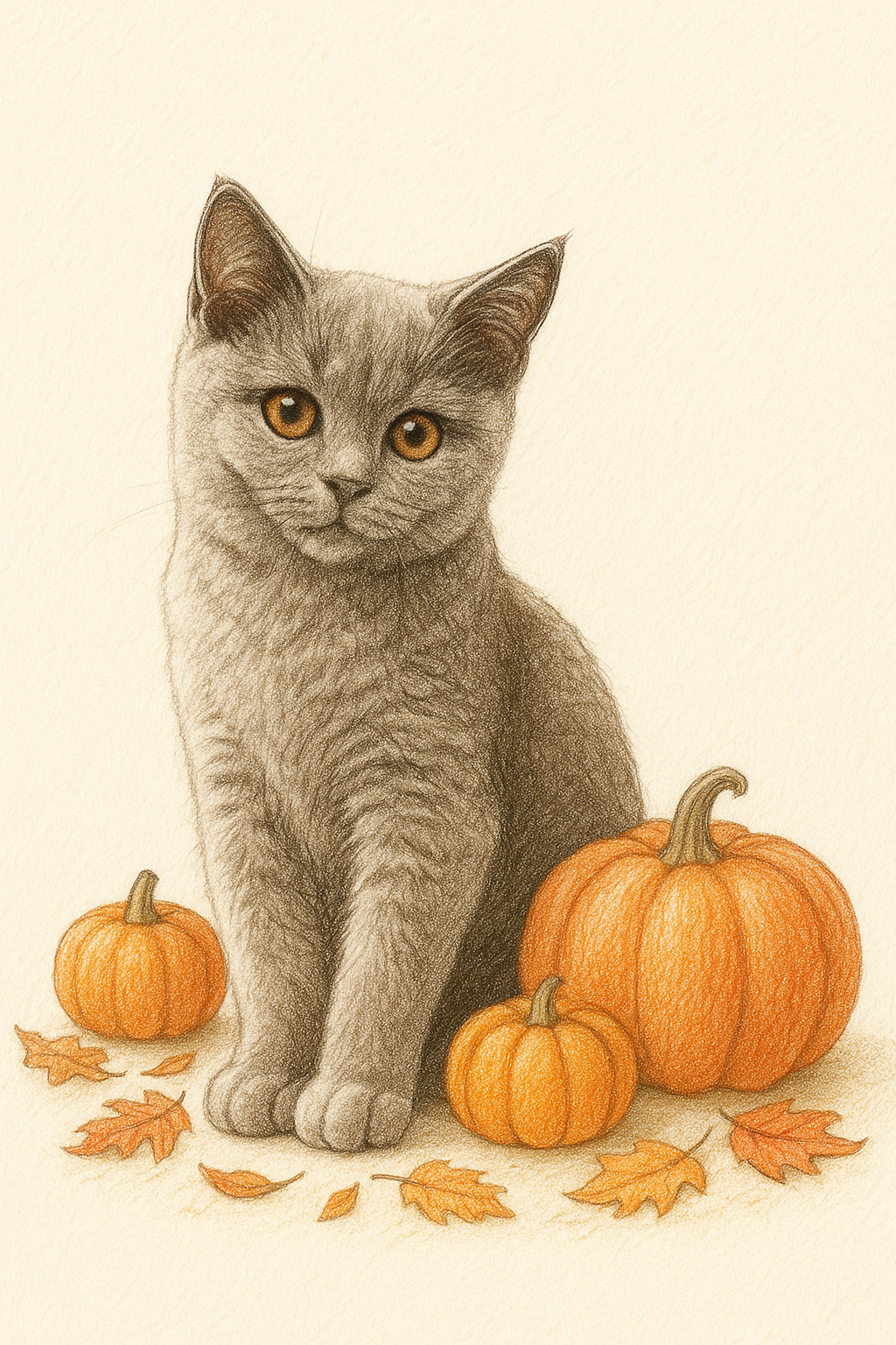 Pumpkin Spice Cat Portrait – Fall Edition