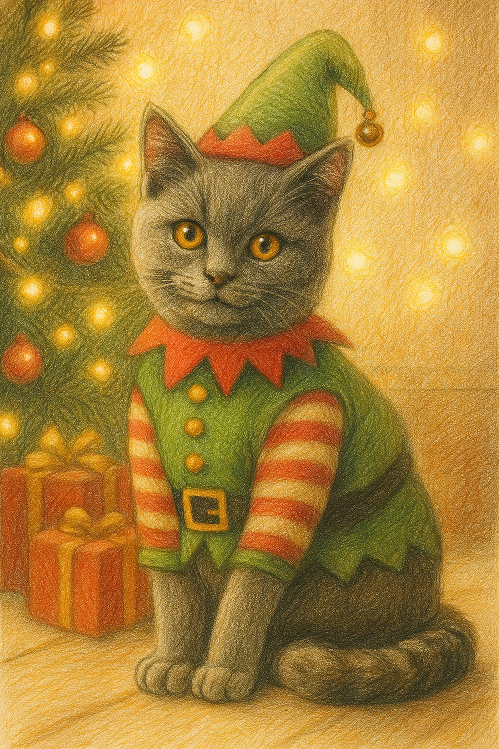 Santa Style Cat Portrait – Christmas Edition