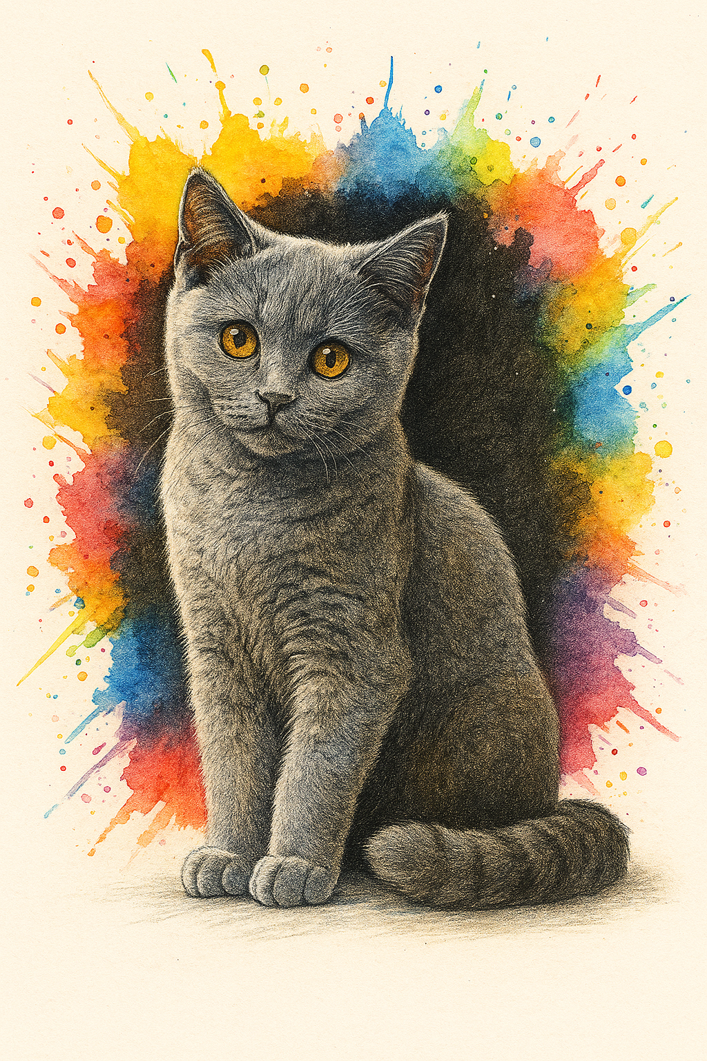 Splash & Sketch – Watercolour Style Cat Portrait