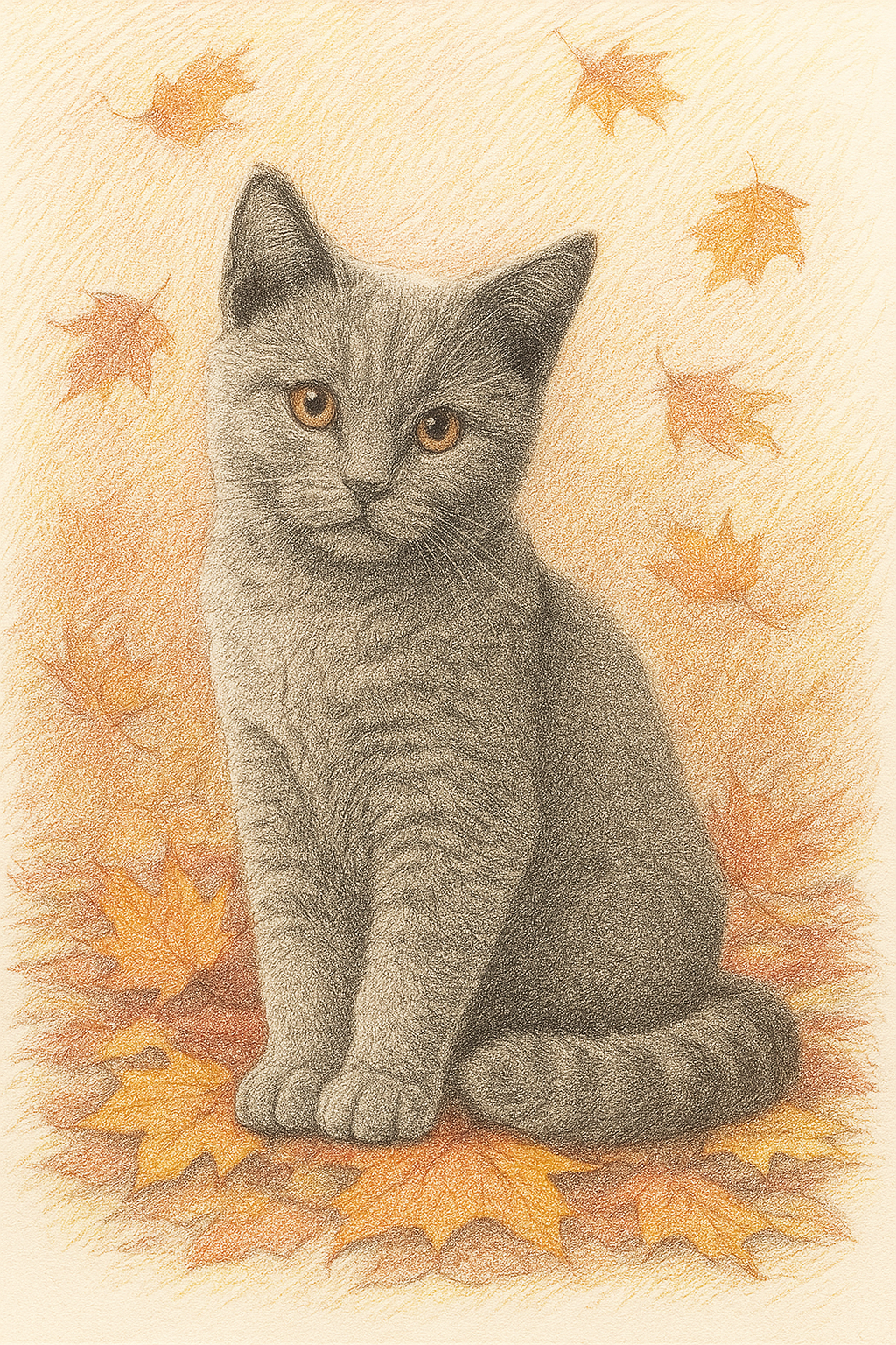 Whimsical Autumn Cat Portrait